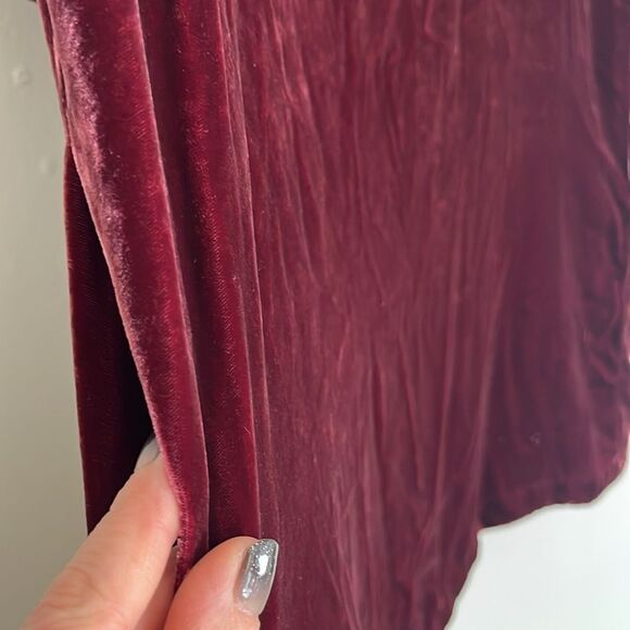 Eileen Fisher burgundy velvet tunic with pockets size petite large - Picture 4 of 8
